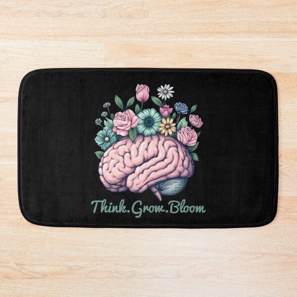 Item preview, Think, Grow, Bloom Brain with Flowers inspiring Artistic Design. Personal growth and mental health quote. designed and sold by Unitepeople.
