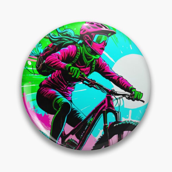 Item preview, Elegant Trailblazer: Pink and Green MTB Lady Rider designed and sold by GrizzlyCollective.