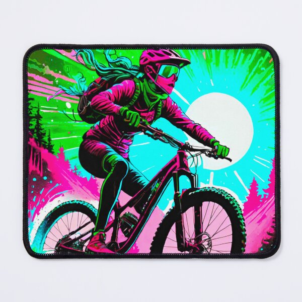 Item preview, Elegant Trailblazer: Pink and Green MTB Lady Rider designed and sold by GrizzlyCollective.
