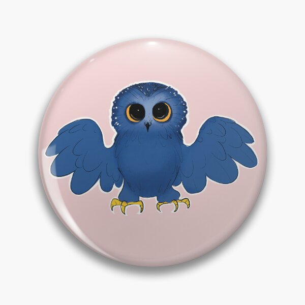 Item preview, Cute little blue owl with orange eyes staring at you  designed and sold by RedFoxBoutique.