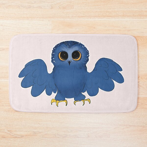 Item preview, Cute little blue owl with orange eyes staring at you  designed and sold by RedFoxBoutique.