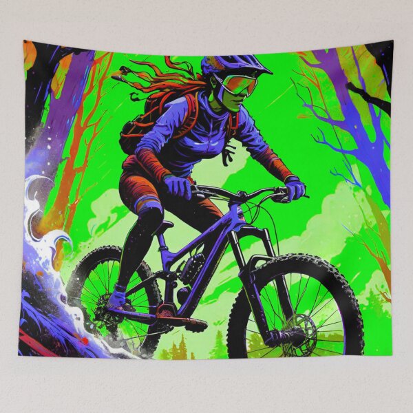 Item preview, Trailblazing Harmony: Purple and Green MTB Woman Design designed and sold by GrizzlyCollective.