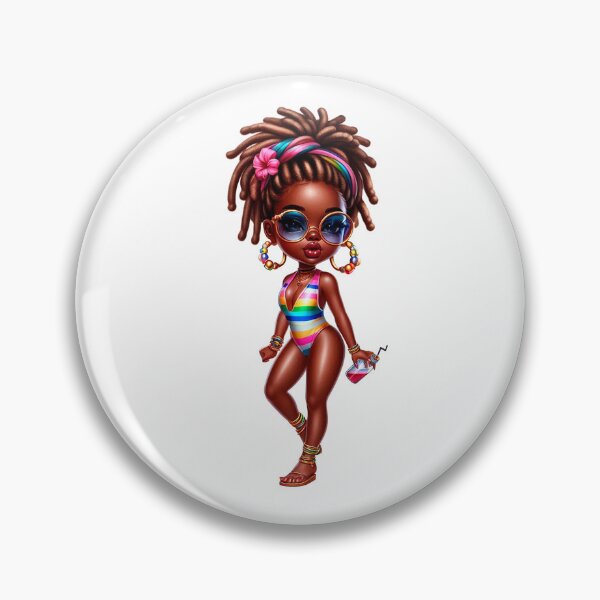 Item preview, Swimwear Chibi Doll, Summer Chibi Doll, Summer Chibi Girl, Beach Chibi, Swimsuit Chibi, Afro Chibi. designed and sold by gabrielakrall.