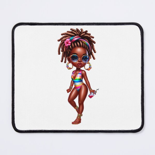 Item preview, Swimwear Chibi Doll, Summer Chibi Doll, Summer Chibi Girl, Beach Chibi, Swimsuit Chibi, Afro Chibi. designed and sold by gabrielakrall.