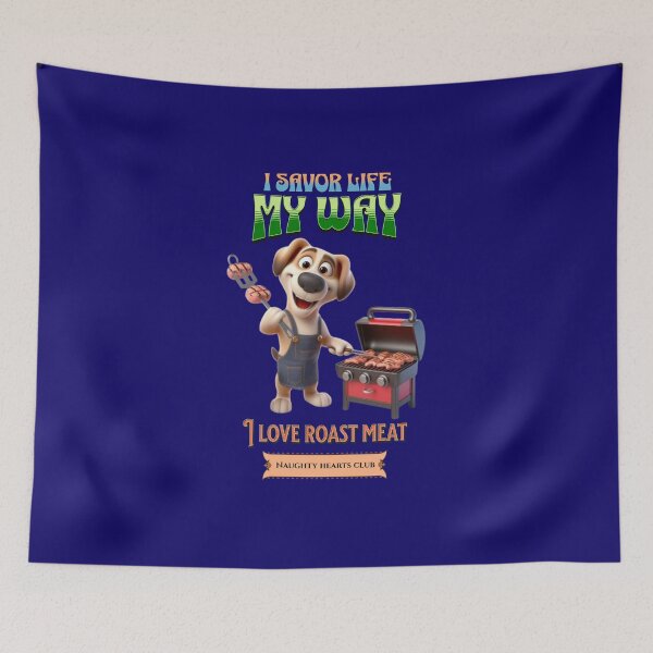 Item preview, Love for roast meat. A dog grilling meat on a grill designed and sold by I-love-music.