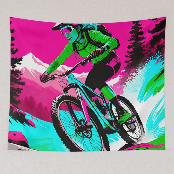 Item preview, Velocidad colorida: trituradora MTB femenina rosa, verde y azul designed and sold by GrizzlyCollective.