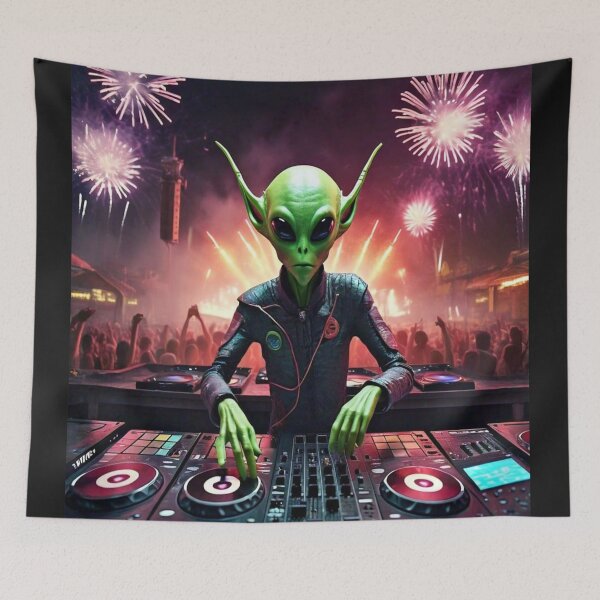 Item preview, Alien DJ with Long Ears designed and sold by ElevatedElite.