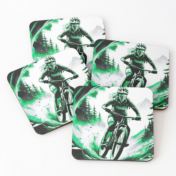 Item preview, Dynamic Trailblazer: Vibrant Green and Black MTB Racer designed and sold by GrizzlyCollective.