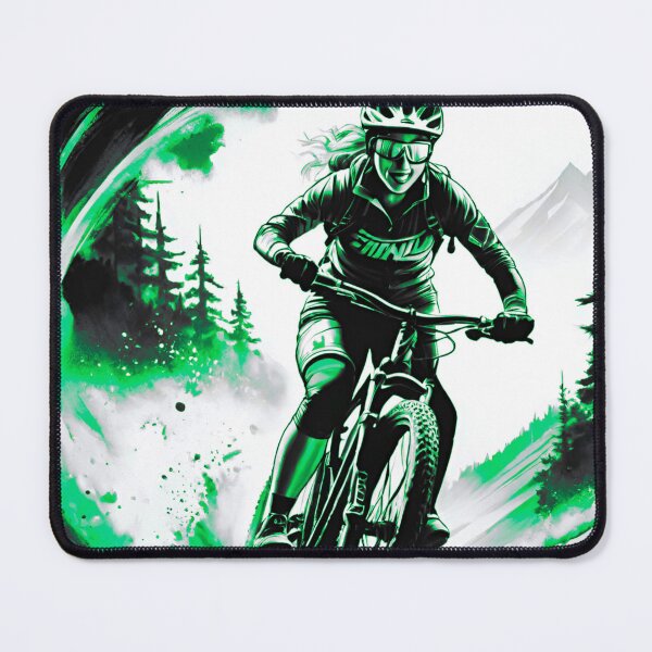 Item preview, Dynamic Trailblazer: Vibrant Green and Black MTB Racer designed and sold by GrizzlyCollective.