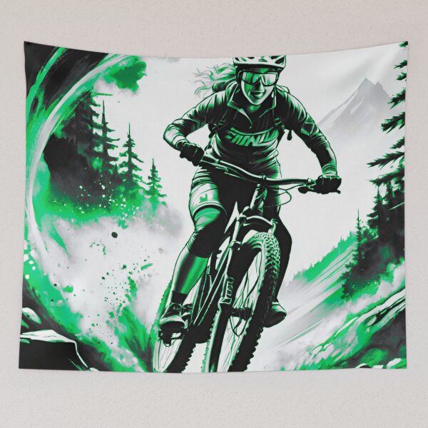 Item preview, Dynamic Trailblazer: Vibrant Green and Black MTB Racer designed and sold by GrizzlyCollective.