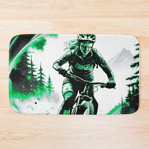 Item preview, Dynamic Trailblazer: Vibrant Green and Black MTB Racer designed and sold by GrizzlyCollective.