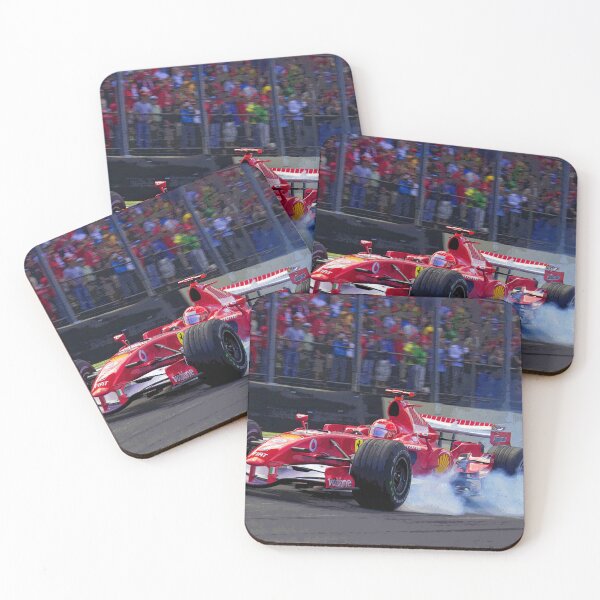Item preview, Michael Schumacher blocking a wheel while going into a corner with his 2004 F1 racecar abstract designed and sold by Rodissimus1984.