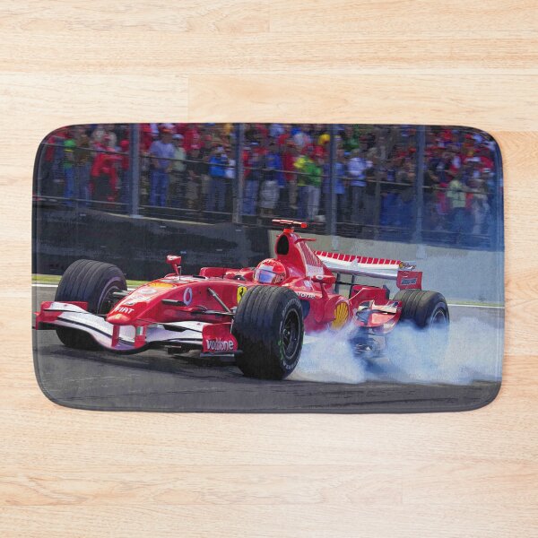 Item preview, Michael Schumacher blocking a wheel while going into a corner with his 2004 F1 racecar abstract designed and sold by Rodissimus1984.