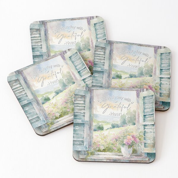 Item preview, Grateful heart watercolor floral window designed and sold by ibelieveimages.