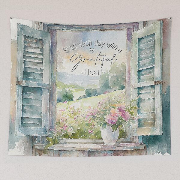Item preview, Grateful heart watercolor floral window designed and sold by ibelieveimages.
