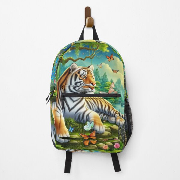 Item preview, Tiger and butterfly, plants, flowers, nature, pagoda, China designed and sold by Sugar Wisdom .
