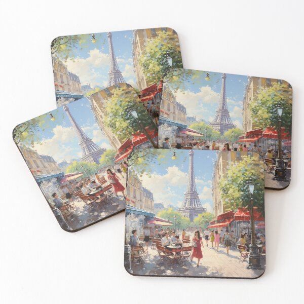 Item preview, Parisian cafe scene with the Eiffel Tour in the background designed and sold by Vanessa Taylor.