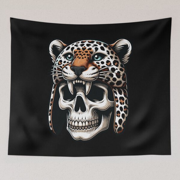 Item preview, Skull Wearing A Leopard Hat Alternative Illustration designed and sold by TKsTees.