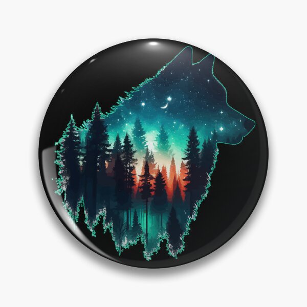 Item preview, Wolf Silhouette Forest In Starry Night designed and sold by TomFrontierArt.