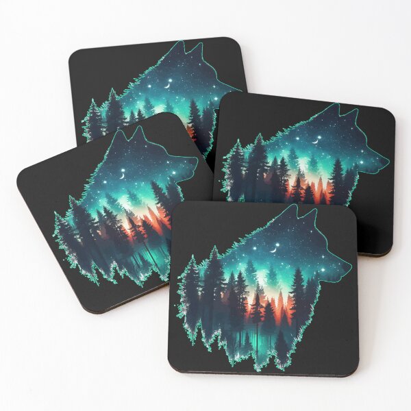 Item preview, Wolf Silhouette Forest In Starry Night designed and sold by TomFrontierArt.
