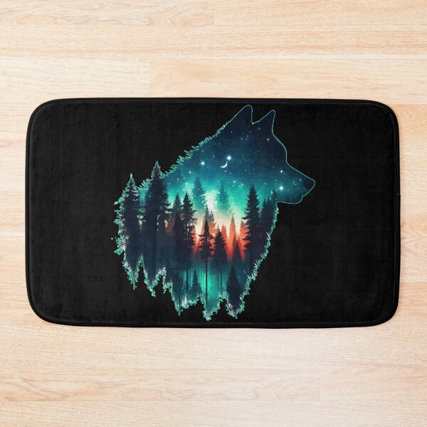 Item preview, Wolf Silhouette Forest In Starry Night designed and sold by TomFrontierArt.