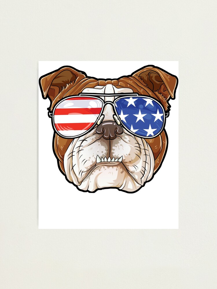 English Bulldog American Sunglasses T shirt 4th of July Dog Photographic  Print for Sale by LiqueGifts