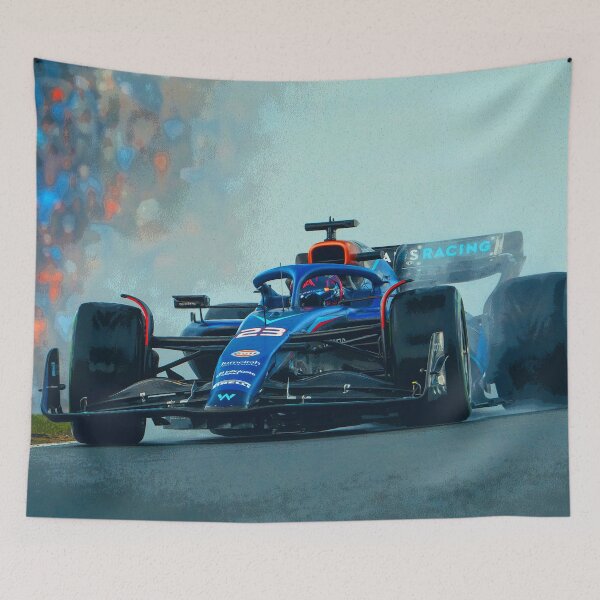 Item preview, Alexander Albon racing in in the rain 2024 abstract designed and sold by Rodissimus1984.