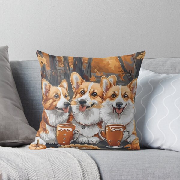 Artikelvorschau, 3 Corgis Hunde Herbst Garten Dekor, Hunde Kürbis Poster Illustration, Herbst Thanksgiving Haus Dekor, Weiner Hunde Mama Geschenk, Hundeliebhaber Kürbis Latte Art entworfen und verkauft von OnceOnlyArt.