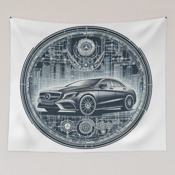 Item preview,  Mercedes logo with drawing and mechanisms  wallpaper designed and sold by Expressions-Sel.