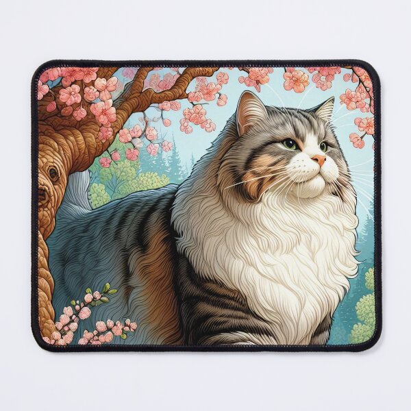 Item preview, Majestic Big Cat and Spring Blossoms Print designed and sold by lloreleya.