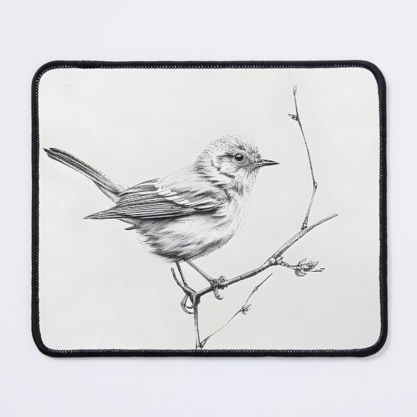 Item preview, Black and White Bird Pencil Drawing designed and sold by Pencil-Art.
