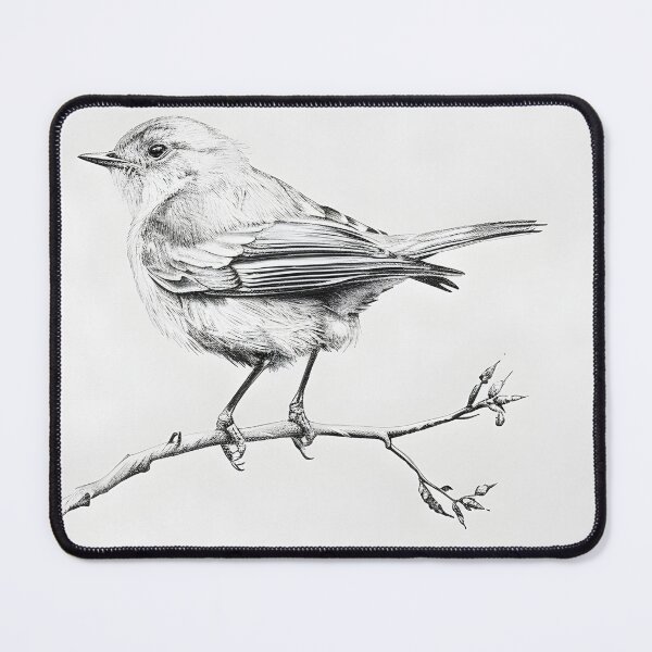 Item preview, Black and White Bird Pencil Drawing designed and sold by Pencil-Art.