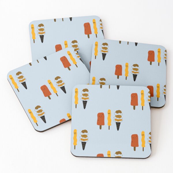 Item preview, Frozen Delights: Cartoon Ice Cream and Popsicle Characters | Blue Background designed and sold by RM-Journey.