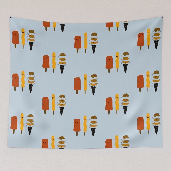 Item preview, Frozen Delights: Cartoon Ice Cream and Popsicle Characters | Blue Background designed and sold by RM-Journey.