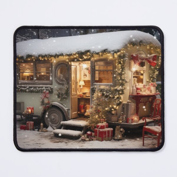 Item preview, Cozy Christmas Retro Camper Decorated for Christmas Snowy Holiday Christmas Scene Vintage Christmas Camper designed and sold by twigandmeadow.