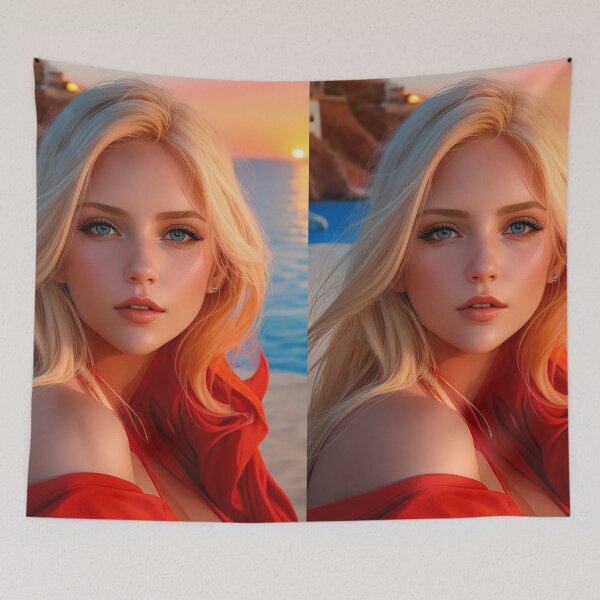 Item preview, beautiful and feminine blonde woman face summer style designed and sold by Carlos Gudino.