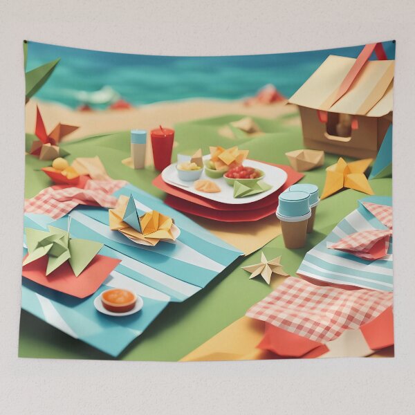 Item preview, Origami Art - Seaside Serenity: A Picnic by the Shore designed and sold by ArtfulFolds.