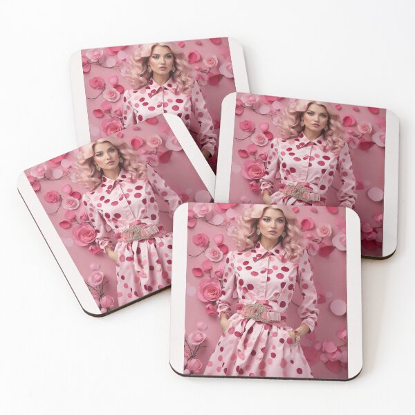Item preview, feminine woman wearing spring dress with roses in spots pink tones designed and sold by Carlos Gudino.