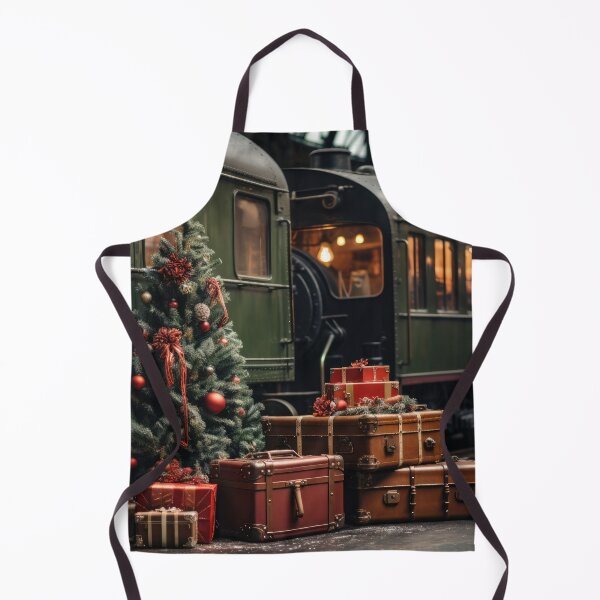 Item preview, Vintage 40s Christmas Train Leather Luggage and Steampunk Holiday Train Station Chirstmas Tree designed and sold by twigandmeadow.