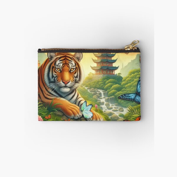 Item preview, Tiger and butterfly, plants, flowers, nature, pagoda, China designed and sold by Sugar Wisdom .