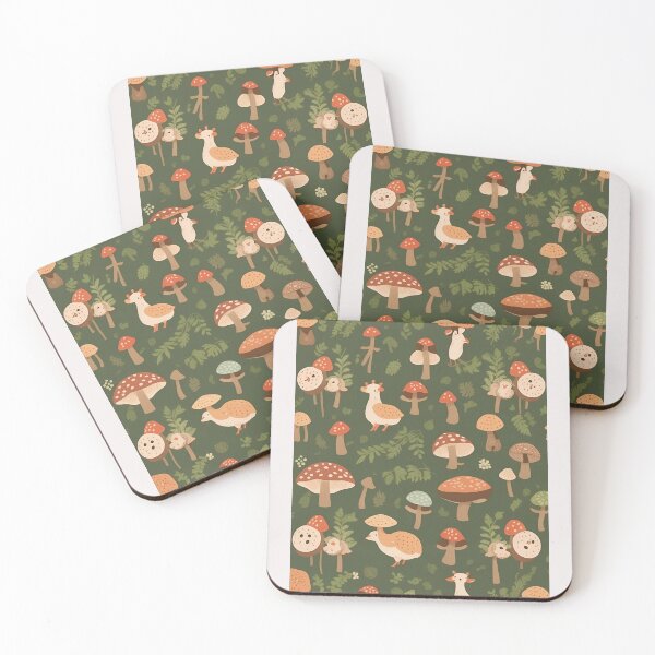 Item preview, feminine design printed fabric with flowers, branches and mushrooms designed and sold by Carlos Gudino.