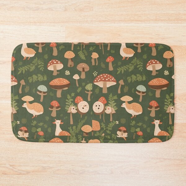 Item preview, feminine design printed fabric with flowers, branches and mushrooms designed and sold by Carlos Gudino.