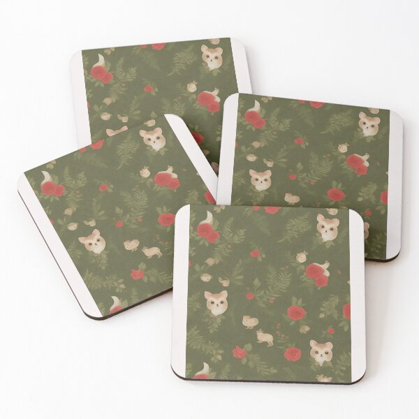 Item preview, feminine design printed fabric with flowers, branches, roses, wild animals and mushrooms designed and sold by Carlos Gudino.