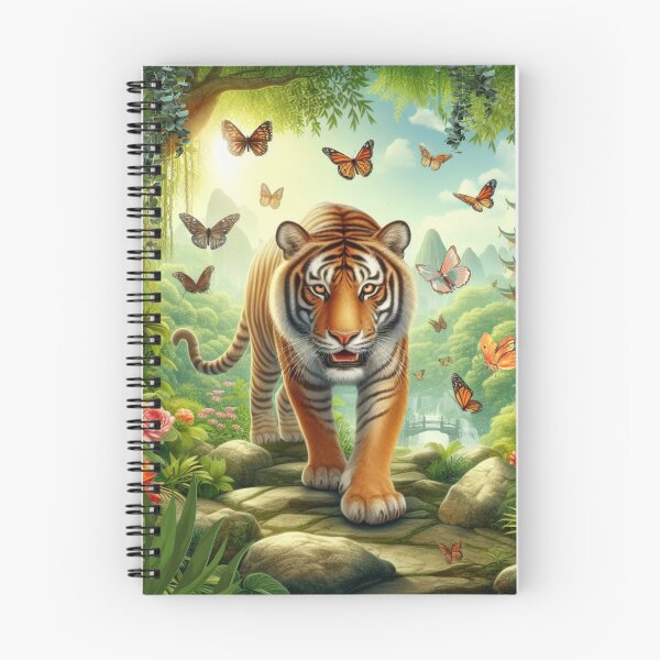 Item preview, Tiger and butterfly, plants, flowers, nature, pagoda, China designed and sold by Sugar Wisdom .