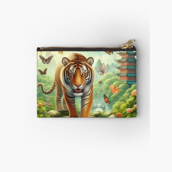 Item preview, Tiger and butterfly, plants, flowers, nature, pagoda, China designed and sold by Sugar Wisdom .