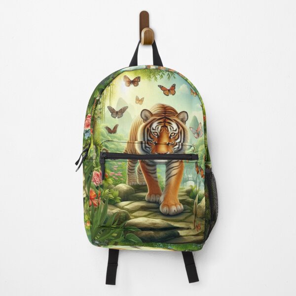 Item preview, Tiger and butterfly, plants, flowers, nature, pagoda, China designed and sold by Sugar Wisdom .