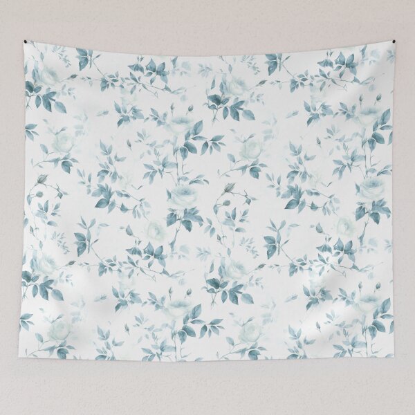Item preview, Chinoiserie,toile,floral toile,blue roses,roses,vintage art designed and sold by MariaMarinova.