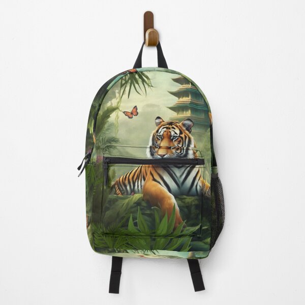 Item preview, Tiger and butterfly, plants, flowers, nature, pagoda, China designed and sold by Sugar Wisdom .