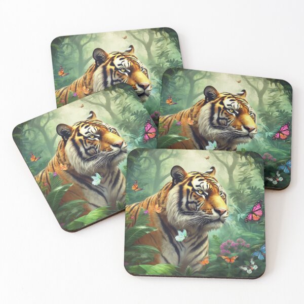 Item preview, Tiger and butterfly, plants, flowers, nature, pagoda, China designed and sold by Sugar Wisdom .