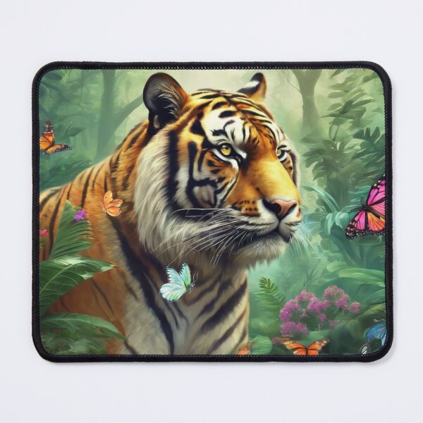 Item preview, Tiger and butterfly, plants, flowers, nature, pagoda, China designed and sold by Sugar Wisdom .